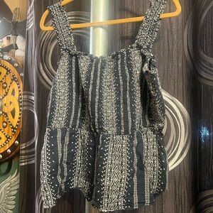 Old Navy Blue Print Smocked Top